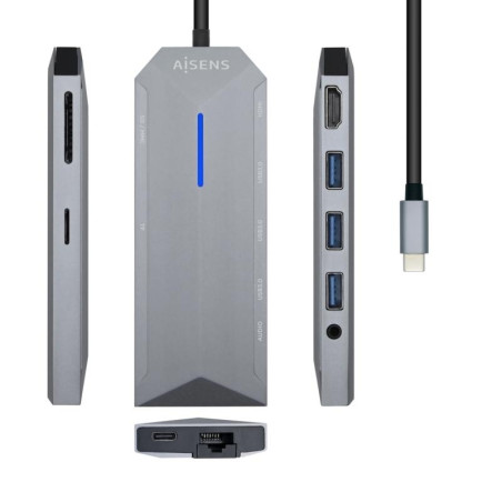 (ASUC-9P001-GR) AISENS DOCK STATION 9 EN 1 USB-C A 1XHDMI