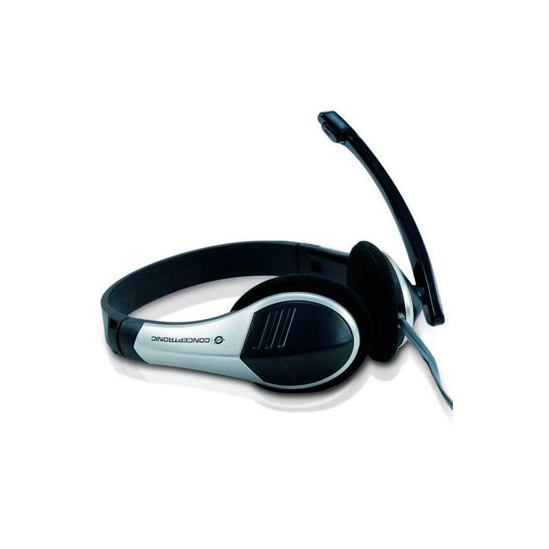 (CCHATSTAR2) CONCEPTRONIC AURICULARES BIAURAL ESTEREO MICRÓFONO FLEXIBLE C/ JACK 3.5 MM PLATA