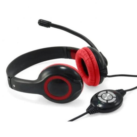 (CCHATSTARU2R) CONCEPTRONIC AURICULARES BIAURAL ESTEREO MICRÓFONO FLEXIBLE C/ CABLE USB ROJO