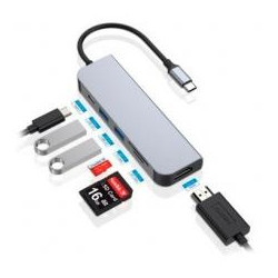 (DONN02G) CONCEPTRONIC ADAPTADOR HUB 6 EN 1 USB-C A HDMI/USB-C/USB 3.0/SD/MICRO SD GRIS