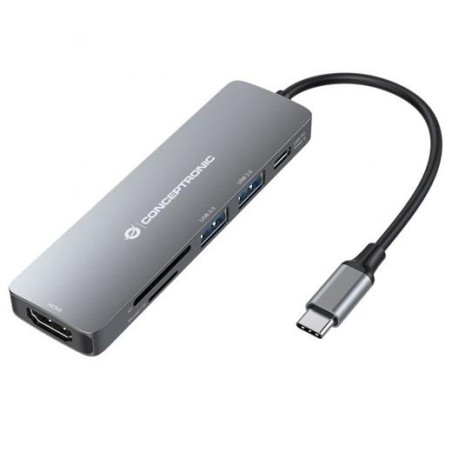 (DONN11G) CONCEPTRONIC ADAPTADOR USB-C 6EN1 HDMI-USB-C USB 3.0 LECTOR SD