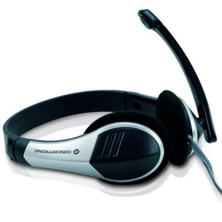 (CCHATSTAR2) CONCEPTRONIC AURICULARES BIAURAL ESTEREO MICRÓFONO FLEXIBLE C/ JACK 3.5 MM PLATA