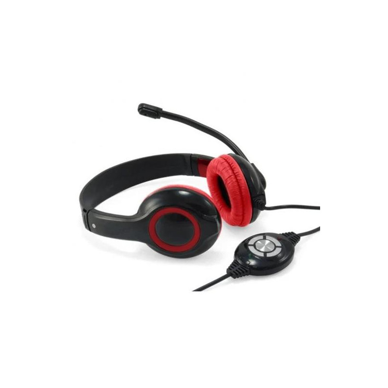 (CCHATSTARU2R) CONCEPTRONIC AURICULARES BIAURAL ESTEREO MICRÓFONO FLEXIBLE C/ CABLE USB ROJO