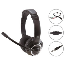 (POLONA02BA) CONCEPTRONIC AURICULARES JACK 3.5 MM MICROFONO FLEXIBLE CONTROL VOLUMEN INCLUYE ADAPTADOR 1 A 2 JACKS 3.5 MM NEGRO