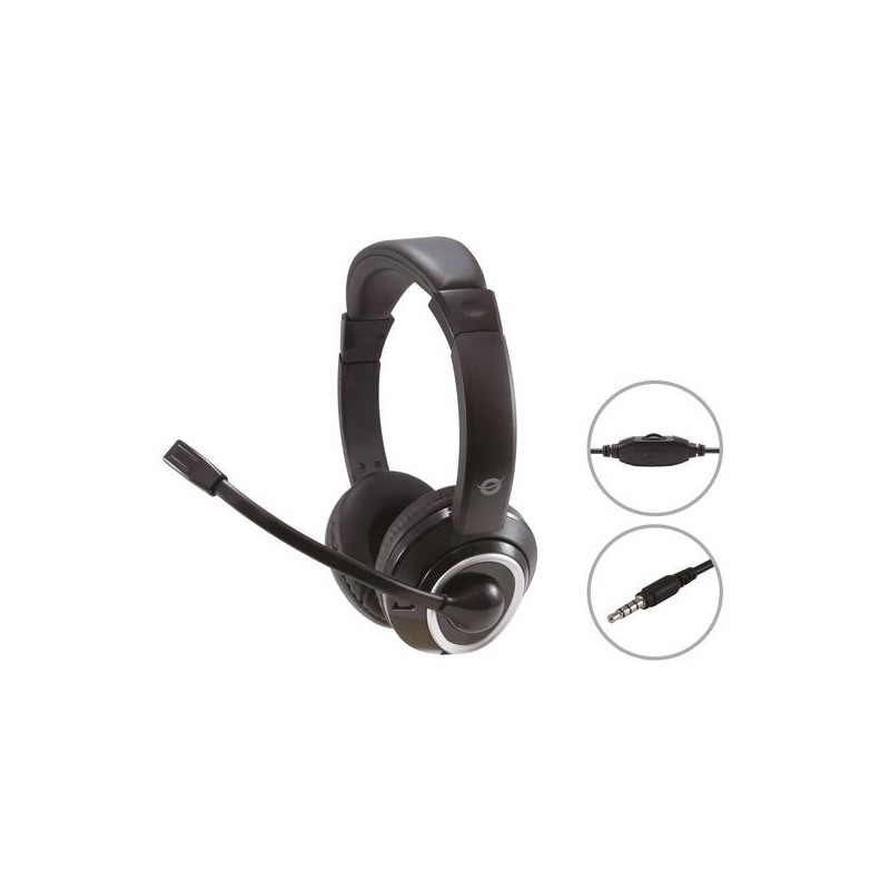 (POLONA02B) CONCEPTRONIC AURICULARES JACK 3.5 MM MICROFONO FLEXIBLE CONTROL VOLUMEN NEGRO