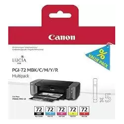 (6402B009) CANON TINTA MULTIPACK MBK/C/M/Y/R PIXMA PRO 10 (PACK 5 COLORES) - PGI 72