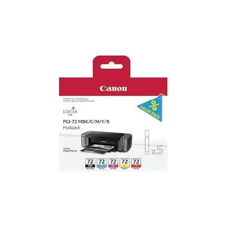 (6402B009) CANON TINTA MULTIPACK MBK/C/M/Y/R PIXMA PRO 10 (PACK 5 COLORES) - PGI 72