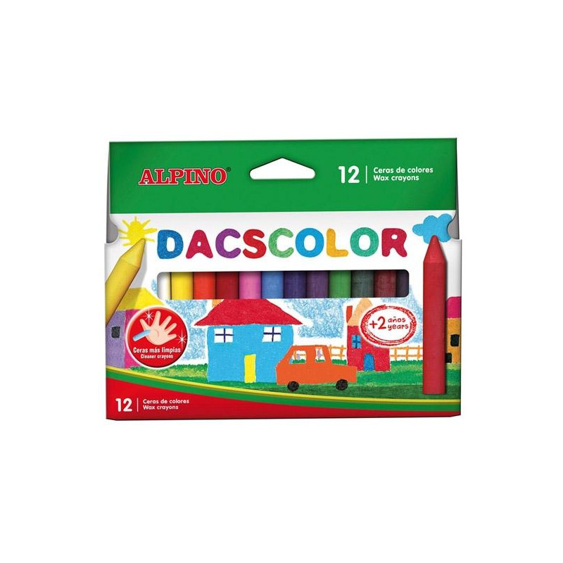 (DC050290) DACSCOLOR CERAS 80MM SEMIBLANDAS NO MANCHAN SURTIDOS -ESTUCHE DE 12U-