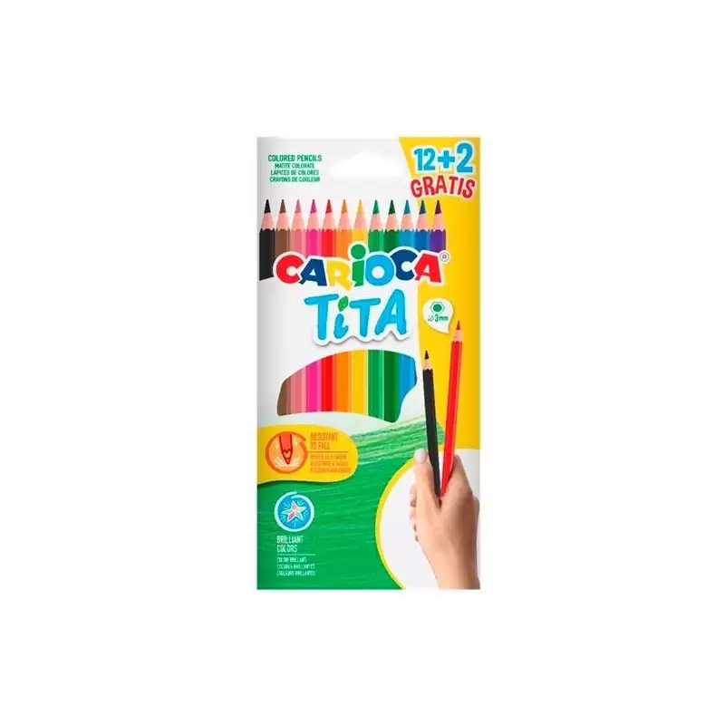 (43878) CARIOCA LÁPICES DE COLORES TITA C/SURTIDOS ESTUCHE 12+2 UD GRATIS