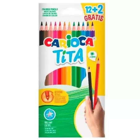 (43878) CARIOCA LÁPICES DE COLORES TITA C/SURTIDOS ESTUCHE 12+2 UD GRATIS