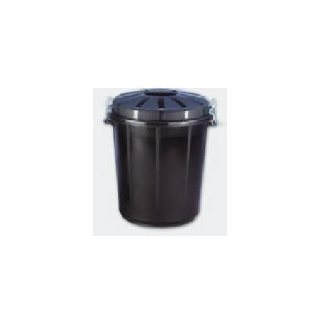 (13260) CUBO BASURA REDONDO CON TAPA 70L NEGRO