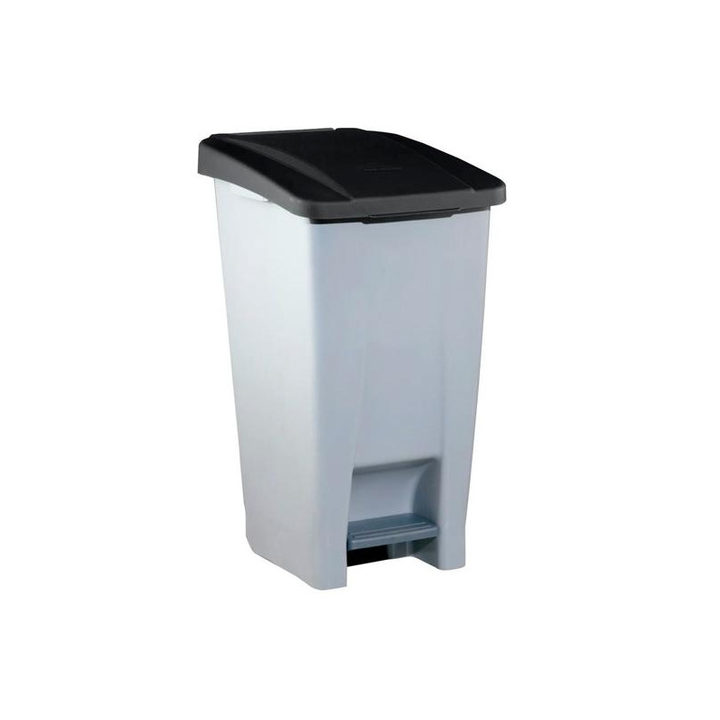 (23400NE) DENOX CONTENEDOR SELECTIVO 120 LITROS C/PEDAL TAPA Y RUEDAS GRIS/NEGRO