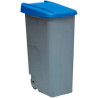 (23450-AZ) DENOX CONTENEDOR DE RECICLAJE C/RUEDAS Y ASA CERRADO 110L GRIS C/TAPA AZUL