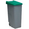 (23450-VE) DENOX CONTENEDOR DE RECICLAJE C/RUEDAS Y ASA CERRADO 110L GRIS C/TAPA VERDE