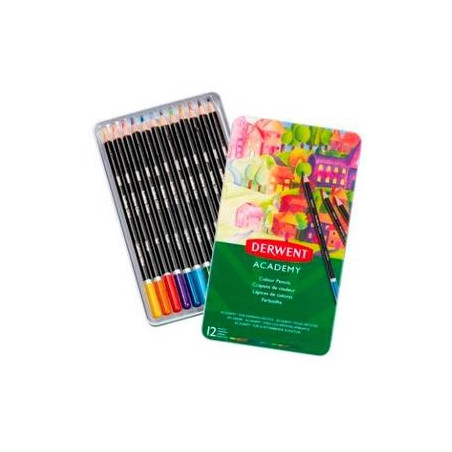 (2301937) DERWENT LÁPICES DE COLORES SURTIDOS CAJA METÁLICA 12 UD