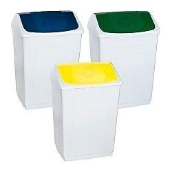 (24260AM) DENOX PAPELERA TAPA BASCULANTE 55L AMARILLO