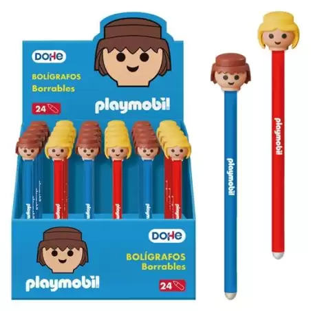 (79731) DOHE BOLÍGRAFO BORRABLE PLAYMOBIL 1.0MM TINTA AZUL C/SURTIDOS EXPOSITOR 24 UD