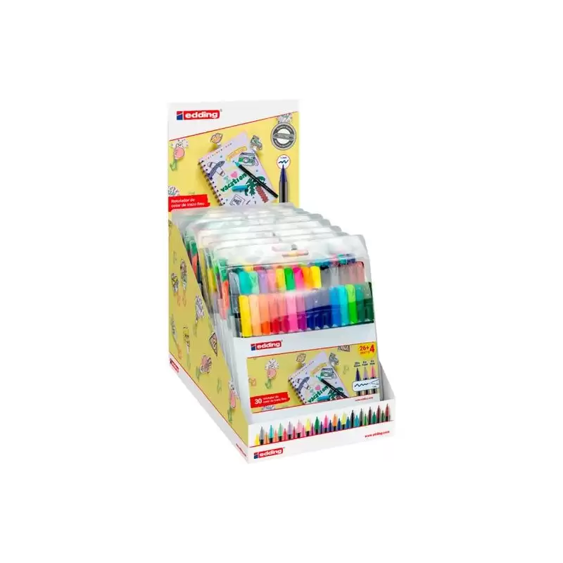 (4-52443) EDDING ROTULADOR 1200 PUNTA FINA CLÁSICO/NEÓN/PASTEL C/SURTIDOS EXPOSITOR 10 PACK 4-1200-30