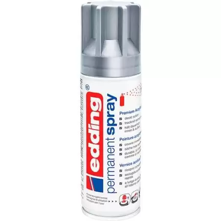 (5200-923) EDDING PINTURA PERMANENTE EN SPRAY BOTE 200ML PLATA MATE