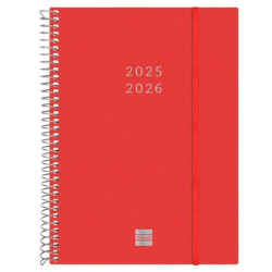 (636241326) FINOCAM AGENDA ESPIRAL 18 MESES E10 SVH CIERRE C/GOMA TAPA PP ROJO 2025-2026