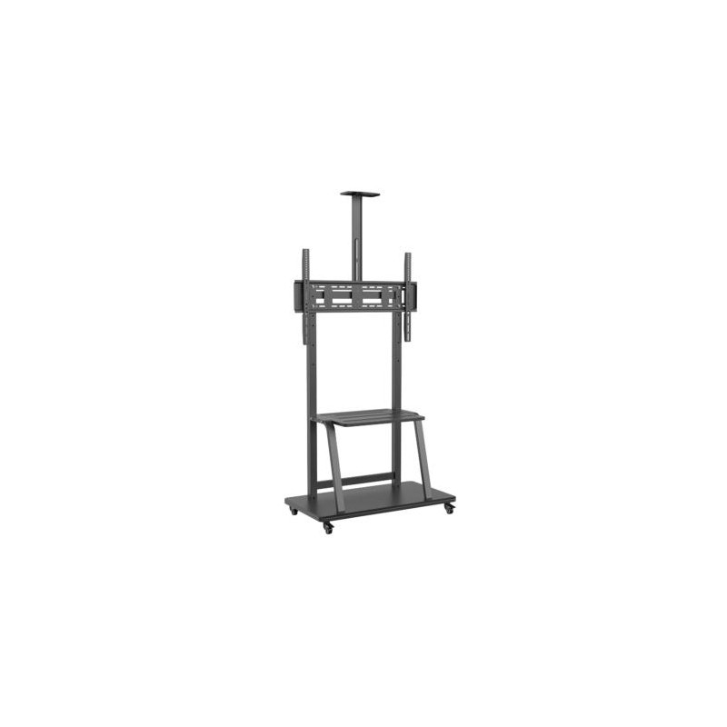 (FT100E-135) AISENS SOPORTE DE SUELO ECO CON RUEDAS + BANDEJA DE DVD + SOPORTE PARA CAMARA 150 KG TV-37-100" NEGRO