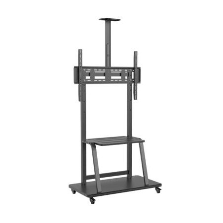 (FT100E-135) AISENS SOPORTE DE SUELO ECO CON RUEDAS + BANDEJA DE DVD + SOPORTE PARA CAMARA 150 KG TV-37-100" NEGRO