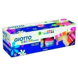 (F530600) GIOTTO TÉMPERA ACRÍLICA DECOR COLORES SURTIDOS 12 BOTES 25ML