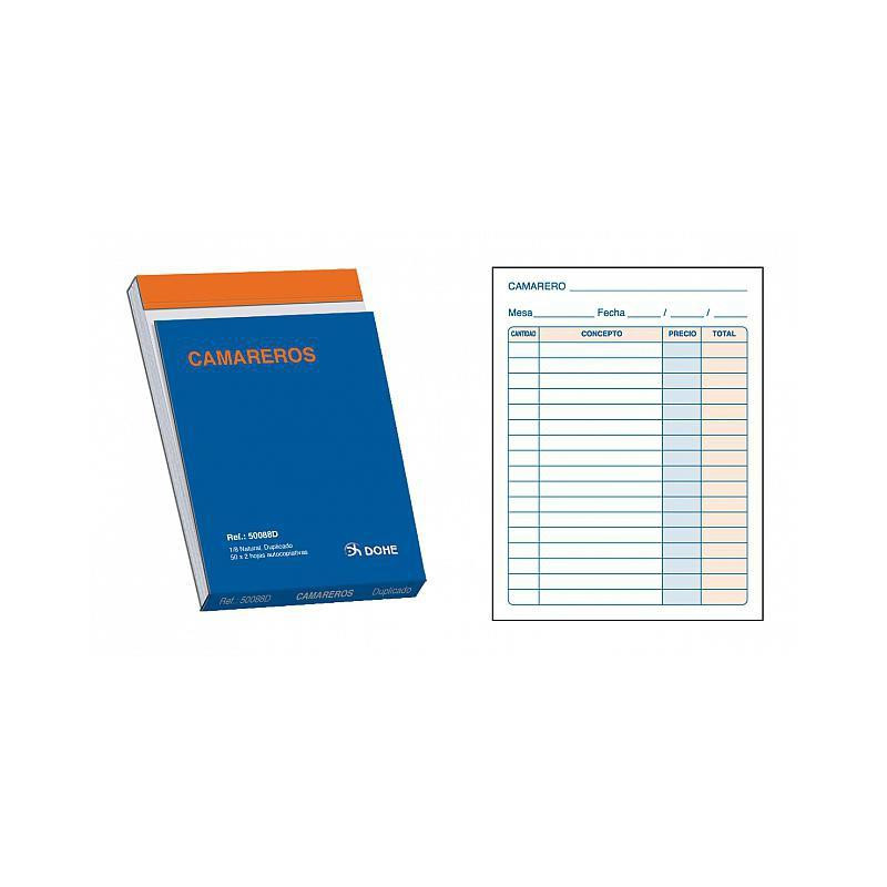 (50140D) DOHE TALONARIO CAMAREROS BOLSILLO DUPLICADO AUTOCOPIATIVO