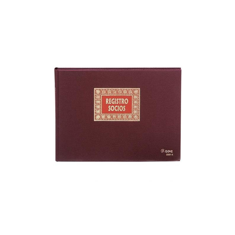 (09914) DOHE LIBRO REGISTRO- REGISTRO DE SOCIOS 100H NUMERADAS FOLIO APAISADO 100GR BURDEOS