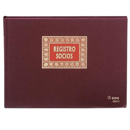 (09914) DOHE LIBRO REGISTRO- REGISTRO DE SOCIOS 100H NUMERADAS FOLIO APAISADO 100GR BURDEOS