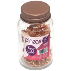 (50688) DOHE PINZAS METÁLICAS 19MM ROSE GOLDEN BOTE DE CRISTAL CON TAPA 20 UD