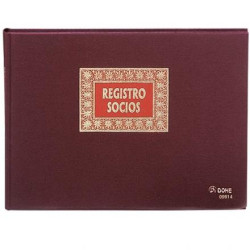 (09914) DOHE LIBRO REGISTRO- REGISTRO DE SOCIOS 100H NUMERADAS FOLIO APAISADO 100GR BURDEOS