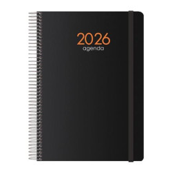 (11620-2026) DOHE AGENDA ANUAL SYNCRO ESPIRAL 15X21CM DP CIERRE C/GOMA PP NEGRO 2026