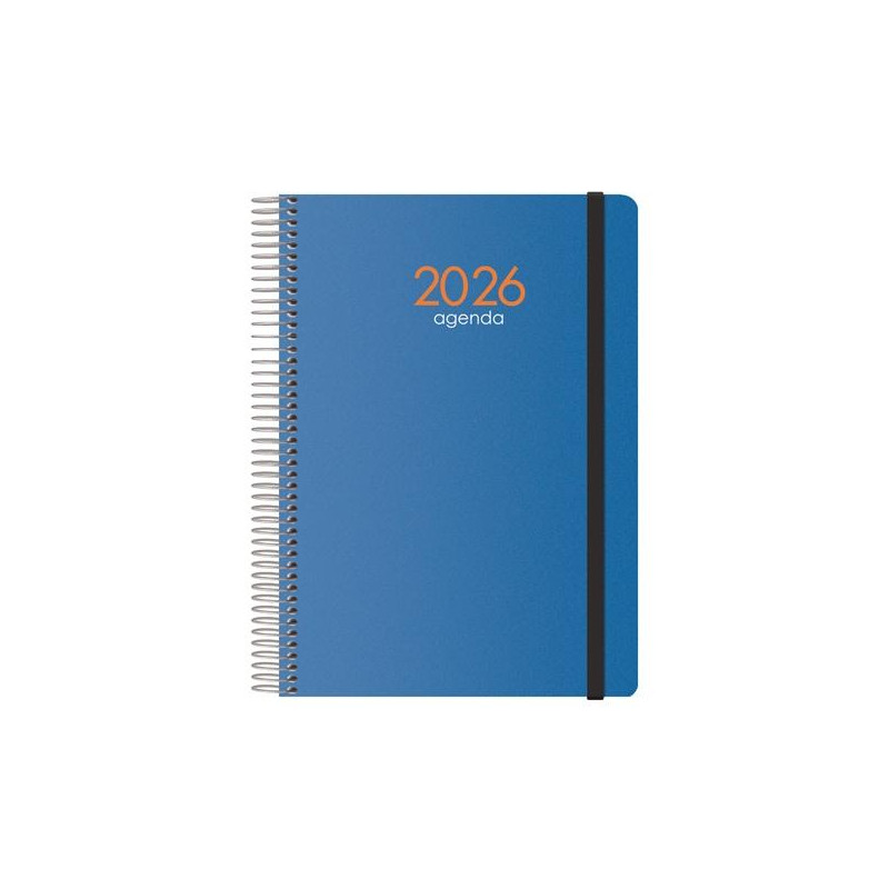 (11630-2026) DOHE AGENDA ANUAL SYNCRO ESPIRAL 15X21CM SV CIERRE C/GOMA PP AZUL 2026