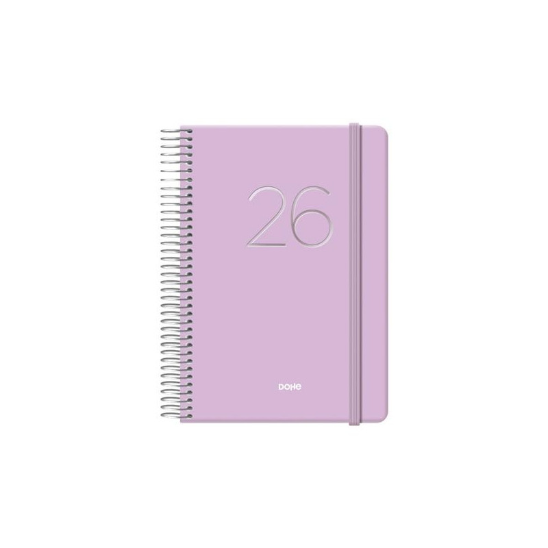 (12574-2026) DOHE AGENDA ANUAL GLOSS ESPIRAL 12.5X18CM DP CIERRE C/GOMA MORADO 2026
