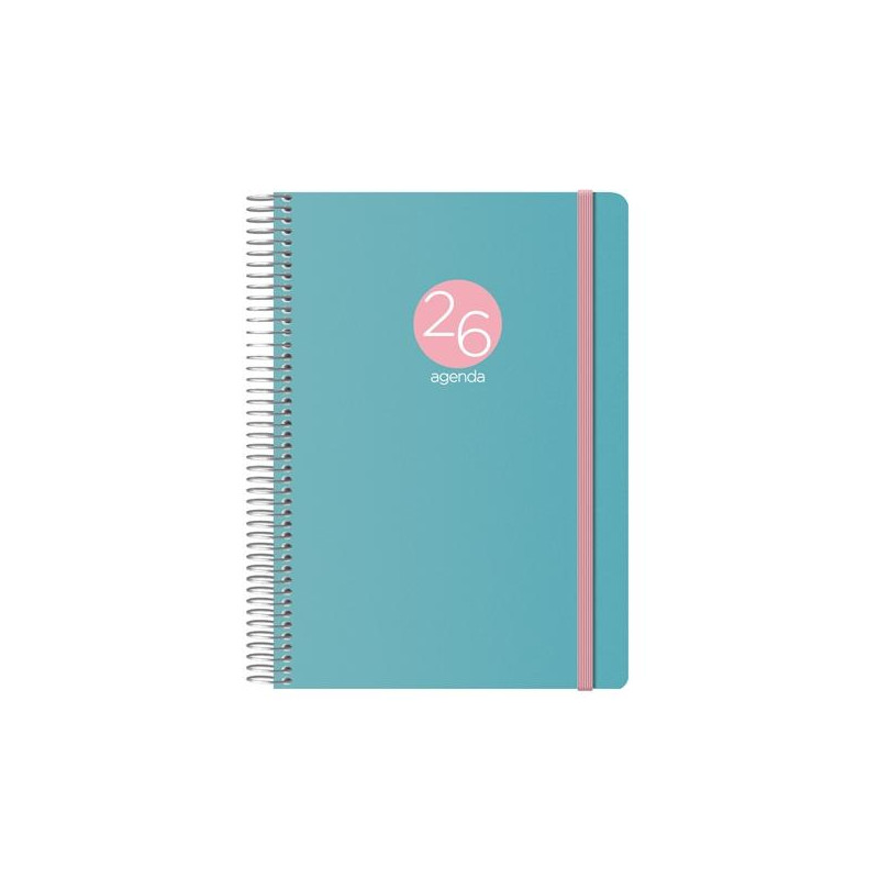 (12687-2026) DOHE AGENDA ANUAL MEMPHIS ESPIRAL 15X21CM DP CIERRE C/GOMA PP VERDE 2026