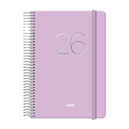 (12574-2026) DOHE AGENDA ANUAL GLOSS ESPIRAL 12.5X18CM DP CIERRE C/GOMA MORADO 2026