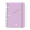 (12574-2026) DOHE AGENDA ANUAL GLOSS ESPIRAL 12.5X18CM DP CIERRE C/GOMA MORADO 2026