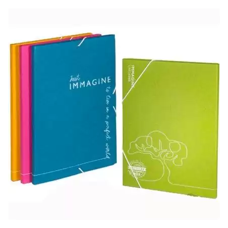(20010199) CARCHIVO CARPETA IMMAGINE TRES SOLAPAS GOMAS A4 100% RECICLADO SURTIDO