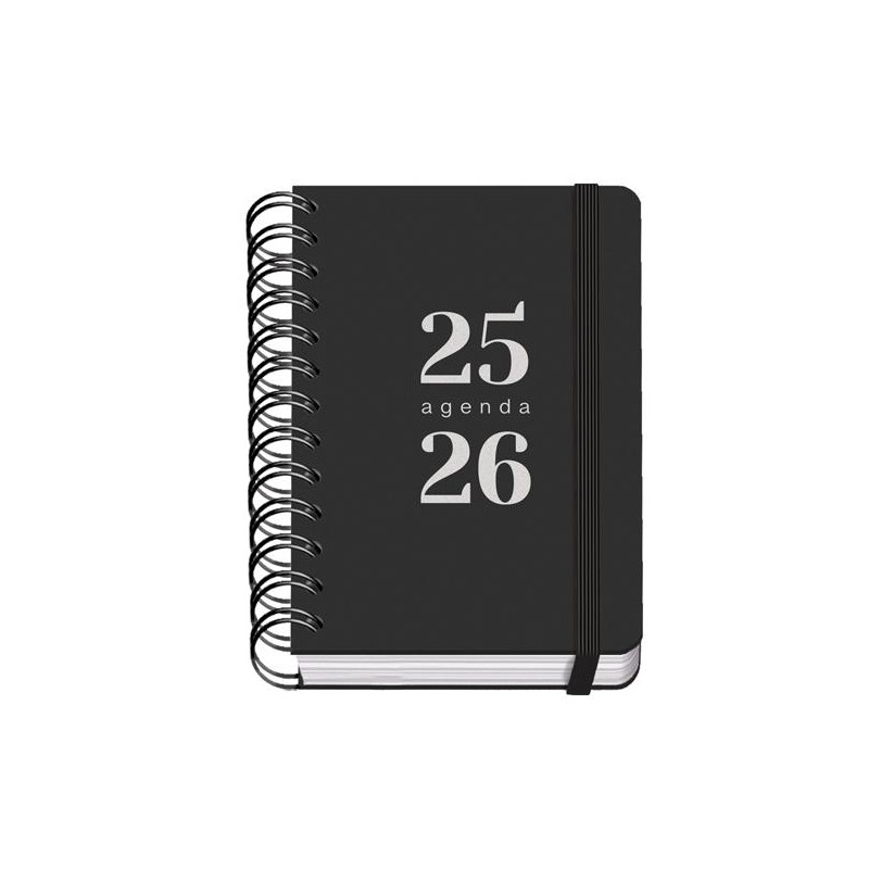 (51784) DOHE AGENDA ESCOLAR GRAMMAR A6 ESPIRAL DOBLE DP TAPA PP NEGRO 2025-2026