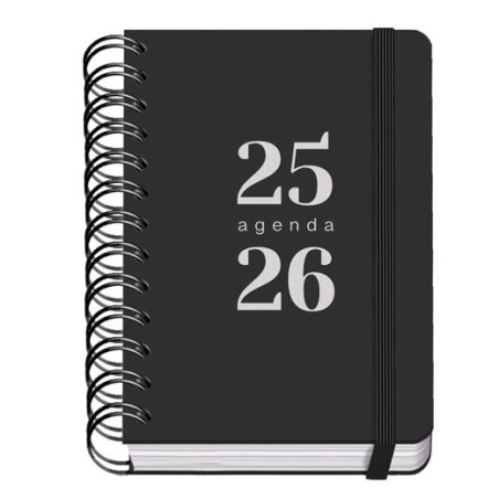 (51784) DOHE AGENDA ESCOLAR GRAMMAR A6 ESPIRAL DOBLE DP TAPA PP NEGRO 2025-2026