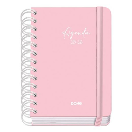 (51937) DOHE AGENDA ESCOLAR SERENITY WIRE´O A6 ESPIRAL DOBLE DP TAPA DURA ROSA 2025-2026