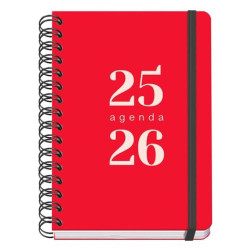 (52031) DOHE AGENDA ESCOLAR GRAMMAR A5 ESPIRAL DOBLE DP TAPA PP ROJO 2025-2026