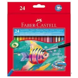 (114425) FABER CASTELL LÁPICES DE COLORES ACUARELABLES CLASSIC + PINCEL C/SURTIDOS ESTUCHE 24 UD