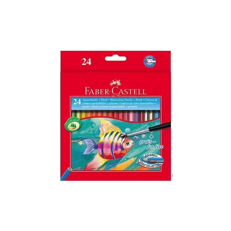 (114425) FABER CASTELL LÁPICES DE COLORES ACUARELABLES CLASSIC + PINCEL C/SURTIDOS ESTUCHE 24 UD