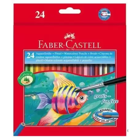 (114425) FABER CASTELL LÁPICES DE COLORES ACUARELABLES CLASSIC + PINCEL C/SURTIDOS ESTUCHE 24 UD