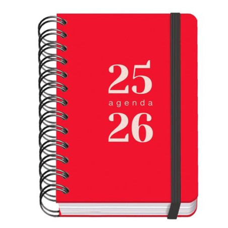 (51782) DOHE AGENDA ESCOLAR GRAMMAR A6 ESPIRAL DOBLE DP TAPA PP ROJO 2025-2026