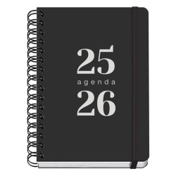 (52033) DOHE AGENDA ESCOLAR GRAMMAR A5 ESPIRAL DOBLE DP TAPA PP NEGRO 2025-2026
