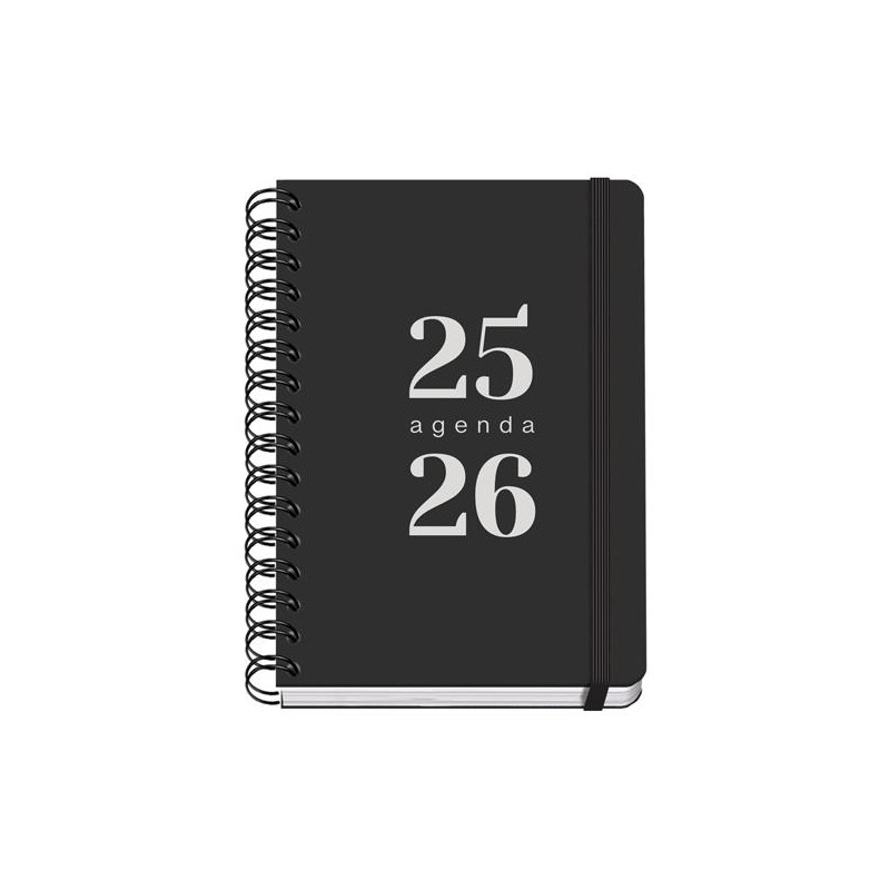 (52033) DOHE AGENDA ESCOLAR GRAMMAR A5 ESPIRAL DOBLE DP TAPA PP NEGRO 2025-2026