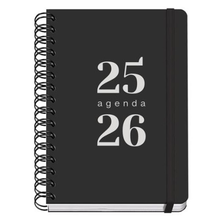(52033) DOHE AGENDA ESCOLAR GRAMMAR A5 ESPIRAL DOBLE DP TAPA PP NEGRO 2025-2026